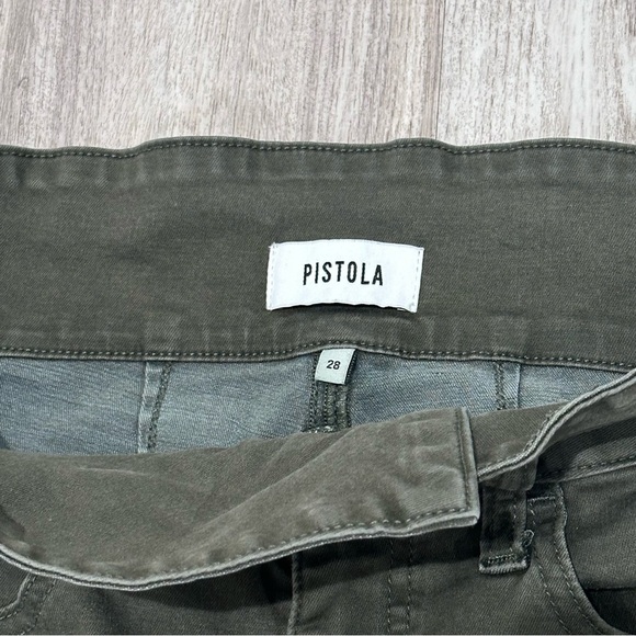 Pistola Revolve Jeans Olive Green High Waisted Paperbag Skinny Jeans Size 28 - Picture 2 of 7